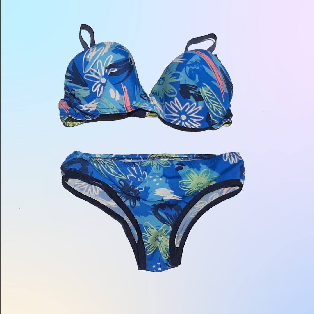 Sujetador conjunto - Azul con Flores