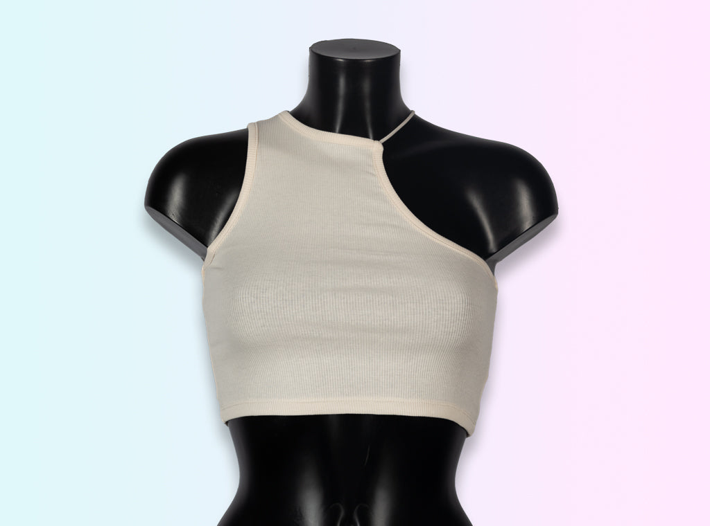 Croptop media hombro blanco-hueso