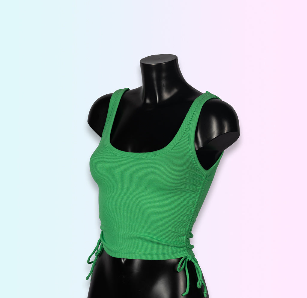 Croptop con fruncido lateral con cordón-verde