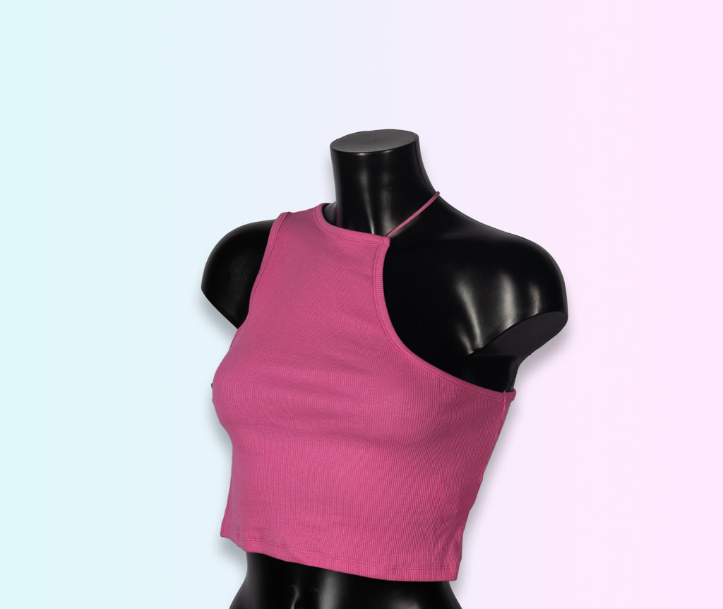 Croptop media hombro pink